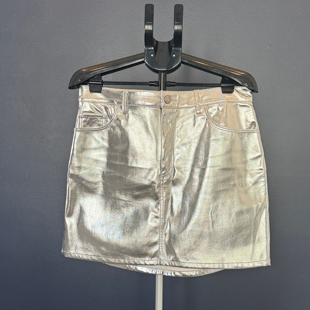 LOFT Silver Metallic Pencil Skirt